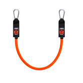 An orange resistance band with built-in metal clips and black ends, branded with the PTP PowerTube logo.