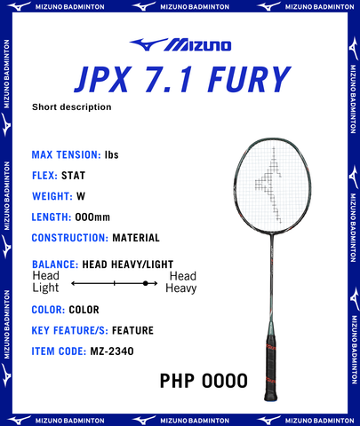 Mizuno JPX 7.1 Fury Badminton Rackets (Unstrung)
