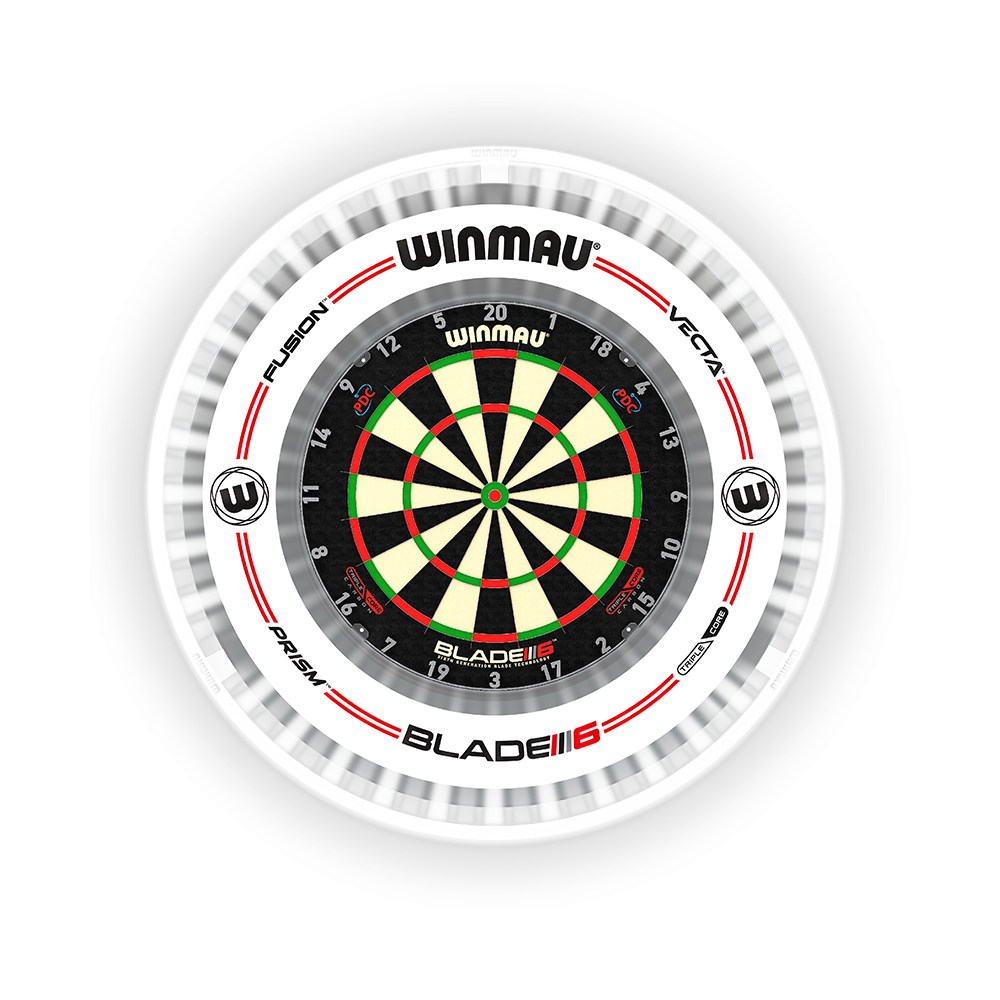 Winmau Plasma Ice Dartboard Light & Grey/White Pro-Line Surround Bundle