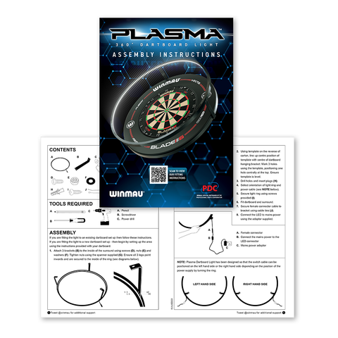 Winmau Plasma Ice Dartboard Light & Grey/White Pro-Line Surround Bundle