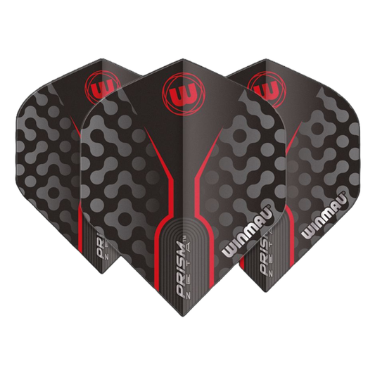 Winmau Prism Zeta Black, Grey & Red Dart  Flights
