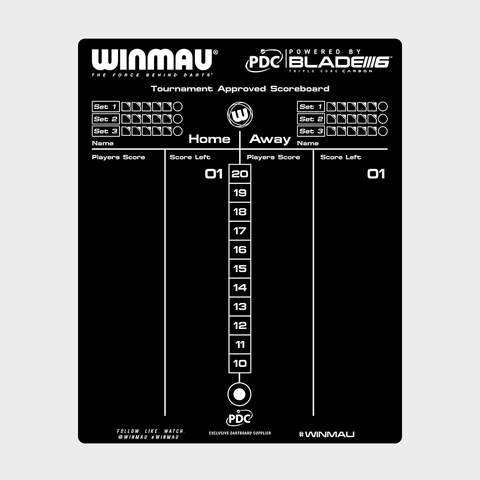 Winmau Dry Wipe Score Board - PDC Design