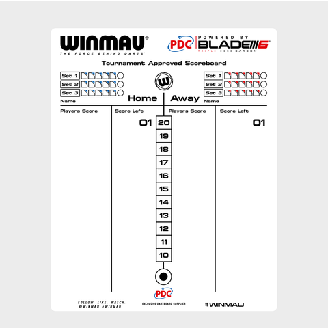 Winmau Dry Wipe Score Board - PDC Design