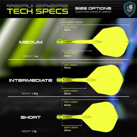 Winmau Fusion #6 Shape Integrated Yellow Flight & Shaft