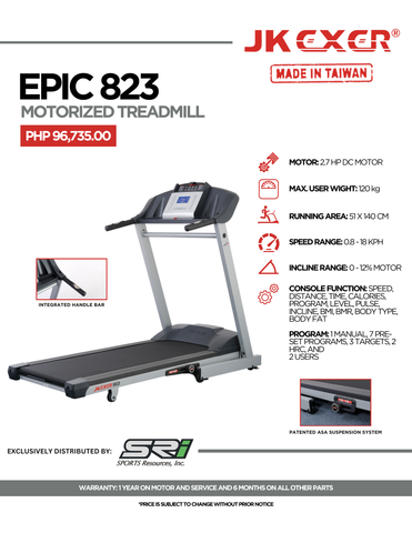 JK Exer Epic 823 Motorized Treadmill