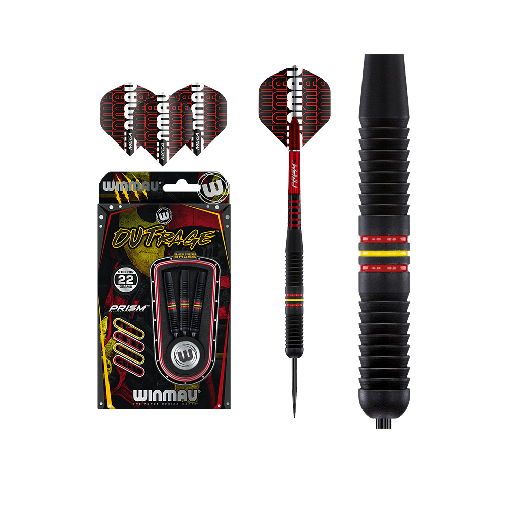 Winmau Outrage Black Coated Brass Steeltip Darts