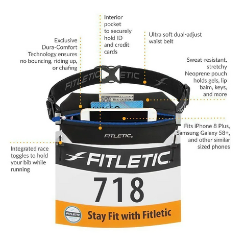 Fitletic Neo Racing Running Belt (Black/Blue)