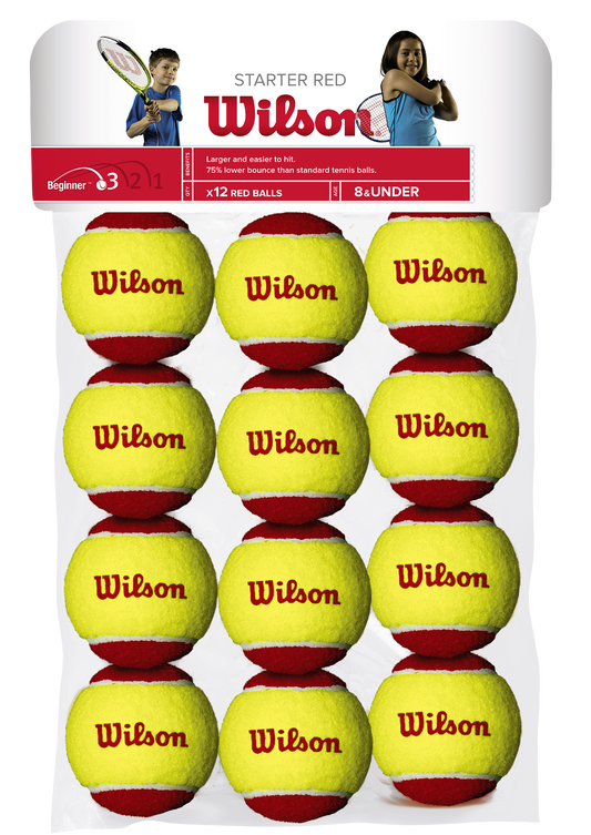 WILSON RED TENNIS BALL STARTER 12 PACK